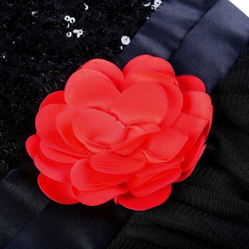 Uhnice Sequin Sleeveless Tulle Mesh Flower Girl Party Dress (5, Black) - Image 3