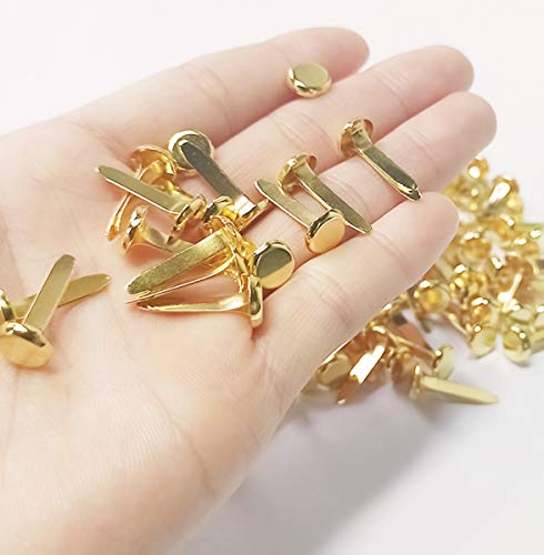 yuntop 100 Pcs Brass Paper Fasteners, 8x17mm Plated Mini Brads for Scrapbooking Crafts DIY Projects (Gold) - Image 3