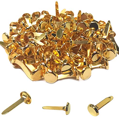 yuntop 100 Pcs Brass Paper Fasteners, 8x17mm Plated Mini Brads for Scrapbooking Crafts DIY Projects (Gold) - Image 1