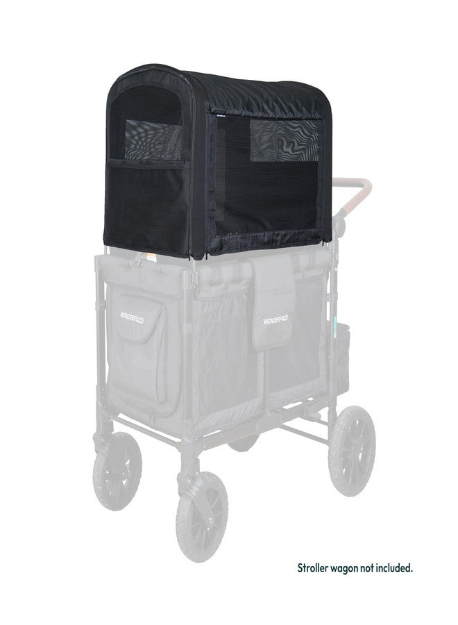 WonderFold Flex Canopy - Stroller Wagon Canopy - UV Protection - Overhead Attachment & Stroller Wagon Sun Shade - Fits W4 Elite/Luxe - Black - Image 2