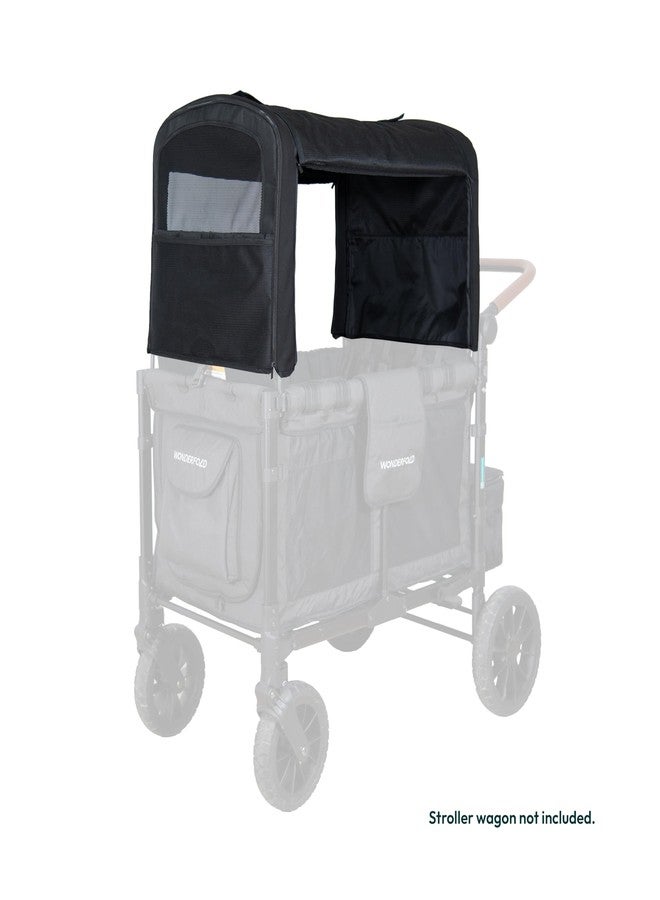WonderFold Flex Canopy - Stroller Wagon Canopy - UV Protection - Overhead Attachment & Stroller Wagon Sun Shade - Fits W4 Elite/Luxe - Black - Image 3