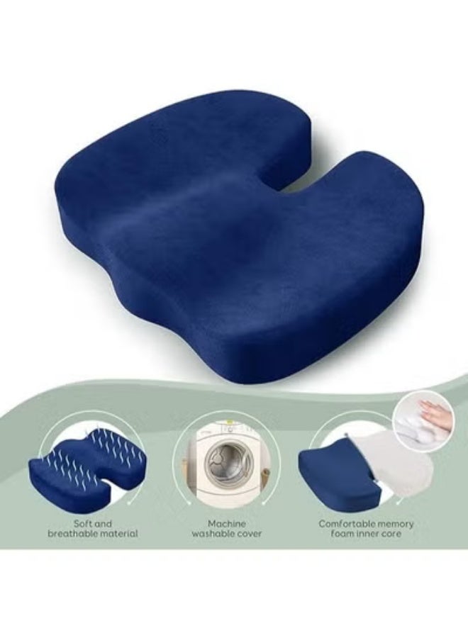 Memory Foam Seat Cushion for Office Chair, Orthopedic Coccyx Support Pad for Tailbone, Back, Hip and Sciatica Pain Relief with Washable Cover - Image 3