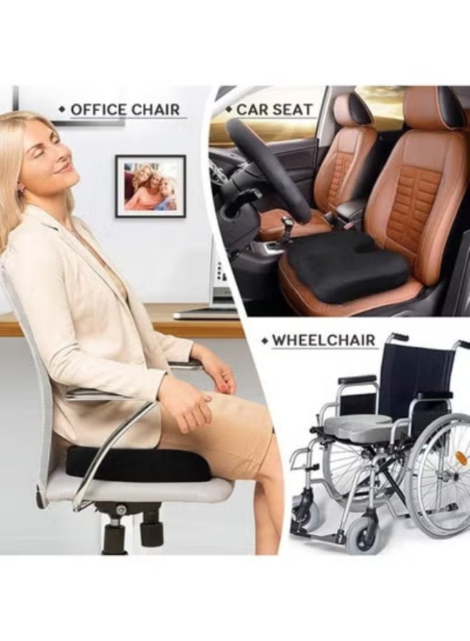 Memory Foam Seat Cushion for Office Chair, Orthopedic Coccyx Support Pad for Tailbone, Back, Hip and Sciatica Pain Relief with Washable Cover - Image 2