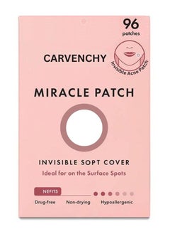 CARVENCHY 96 Pieces Miracle Patches Pimple Patches for Face Miracle Invisible Spot Cover Hydrocolloid Acne Blemishes and Zits Absorbing Patch Breakouts Treatment for Skin Care Facial Stickers  - Image 1