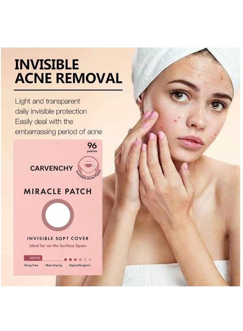 CARVENCHY 96 Pieces Miracle Patches Pimple Patches for Face Miracle Invisible Spot Cover Hydrocolloid Acne Blemishes and Zits Absorbing Patch Breakouts Treatment for Skin Care Facial Stickers  - Image 5