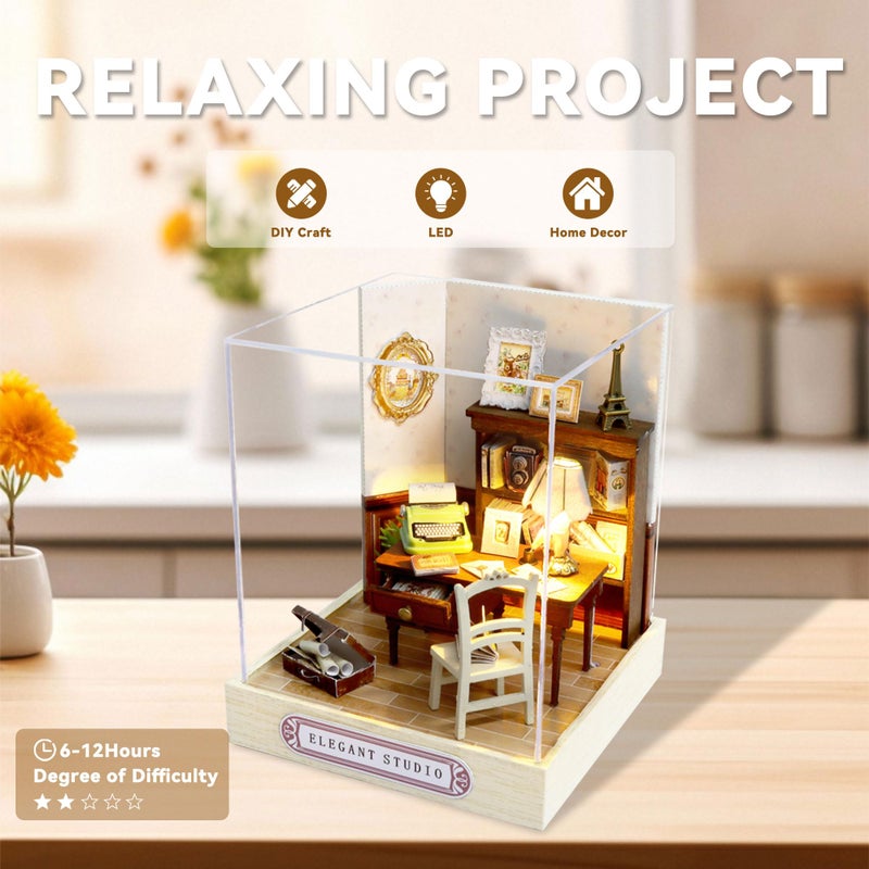 Flever Dollhouse Miniature DIY House Kit Creative Room with Furniture for Romantic Valentine's Gift (Elegant Studio) - Image 3