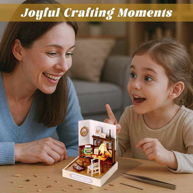 Flever Dollhouse Miniature DIY House Kit Creative Room with Furniture for Romantic Valentine's Gift (Elegant Studio) - Image 4