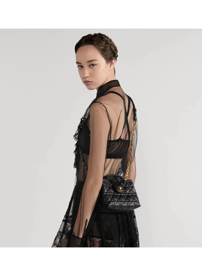 Dior Addict Dior Jolie Mini Top Handle Women Bag, Womens Shoulder Bag, Women's Cross-Body Bag, Women's Hand Bag,  Black-19 cm x 13.5 cm x 9 cm - Image 3