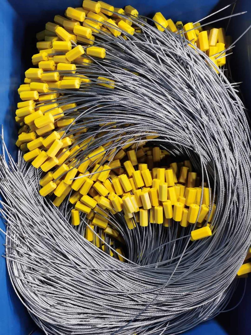 Leadseals 24" Steel Wire Cable Seals Tamper Resistant Security Tags Numbered Garden Marking Label Lock Strip Self-Locking Padlock Length 60 cm (Pack of 100pcs) (Yellow) - Image 5