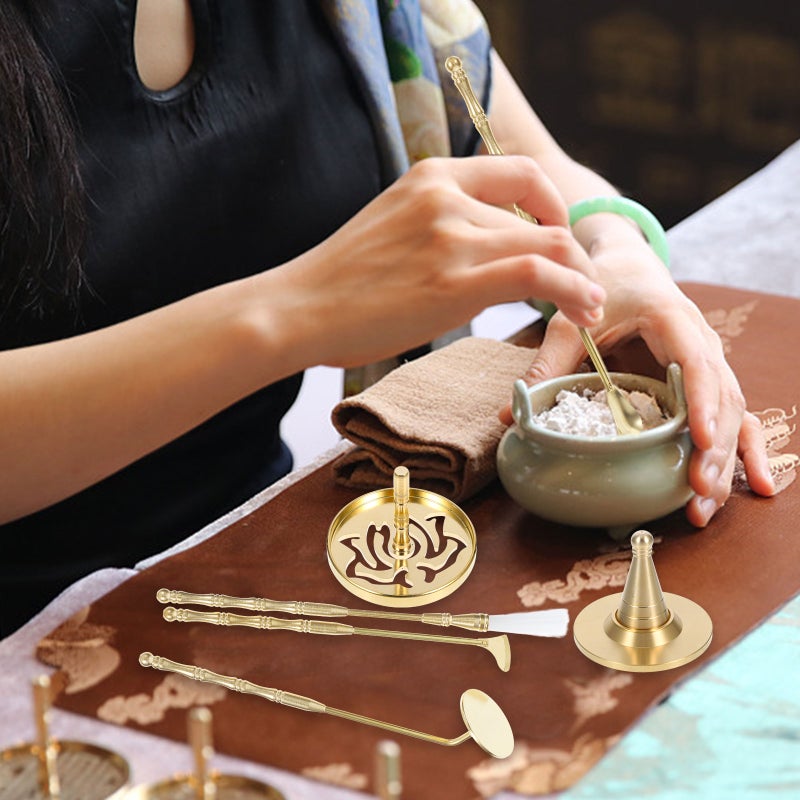 1 Set Powder Incense Burner Kit Brass Incense Making Kit Incense Seal Mold Incense Cone Tower Mold - Image 3