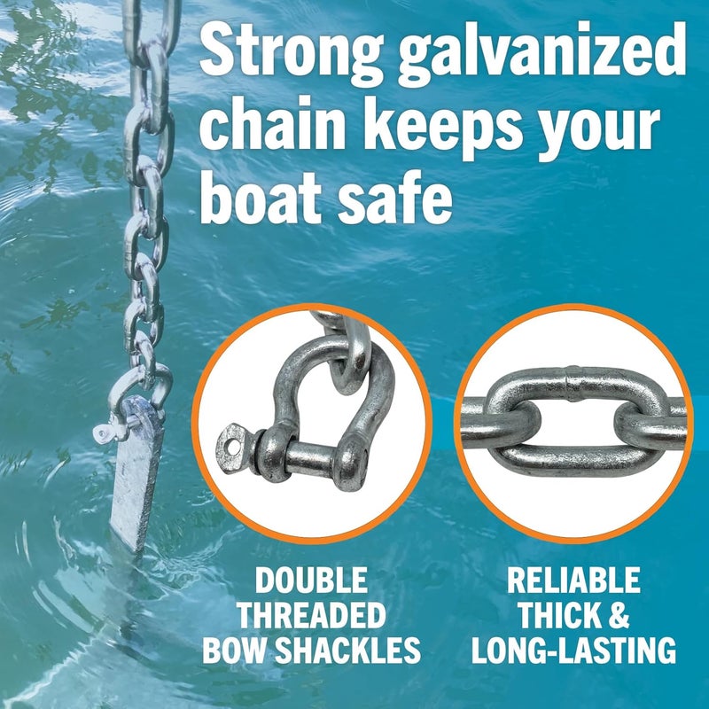 Better Boat Galvanized Anchor Chain with Bow Shackles - 4 FT x 3/16 Inch - Image 4