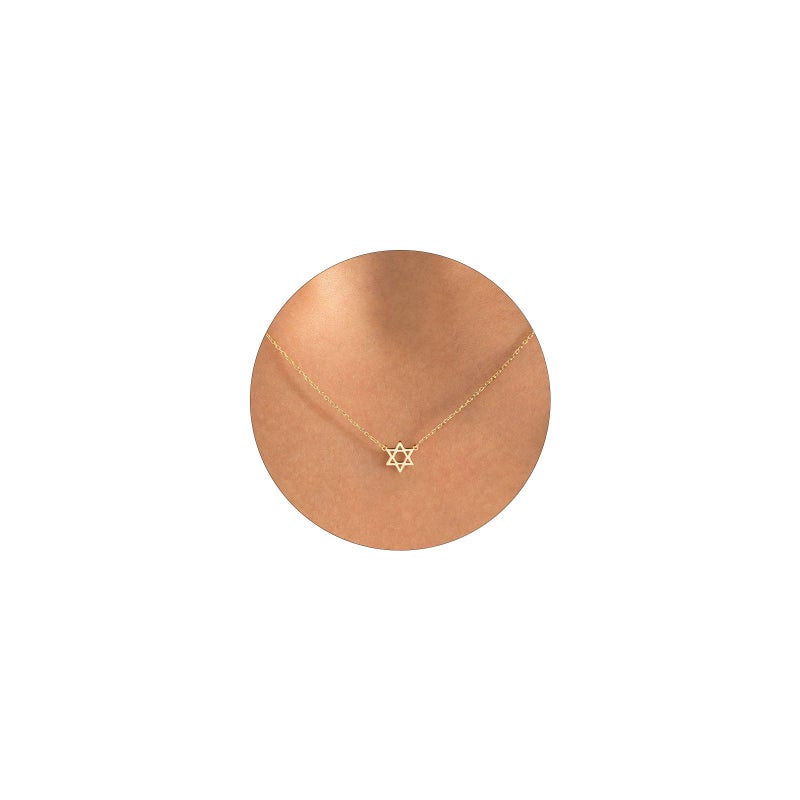 VRIUA Gold Necklace for Women 14k Gold Plated Dainty Star Pendant Necklace Simple Hexagonal Star Necklace Delicate Jewelry Everyday for Women - Image 1