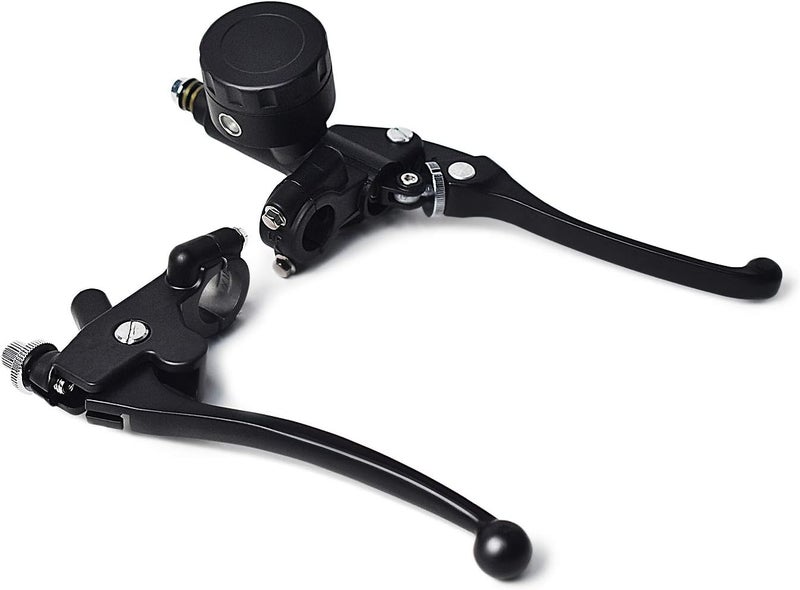 DKMOTORK 0011 Universal 7/8" Motorcycle Levers Hydraulic Brake Master Cylinder Reservoir Clutch Lever Set - Image 1