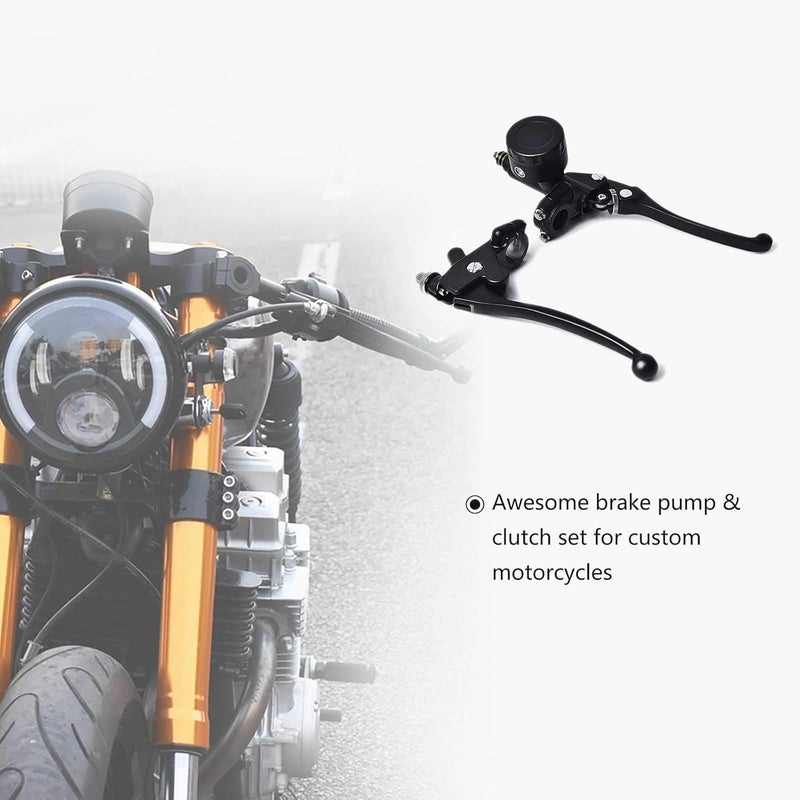 DKMOTORK 0011 Universal 7/8" Motorcycle Levers Hydraulic Brake Master Cylinder Reservoir Clutch Lever Set - Image 2