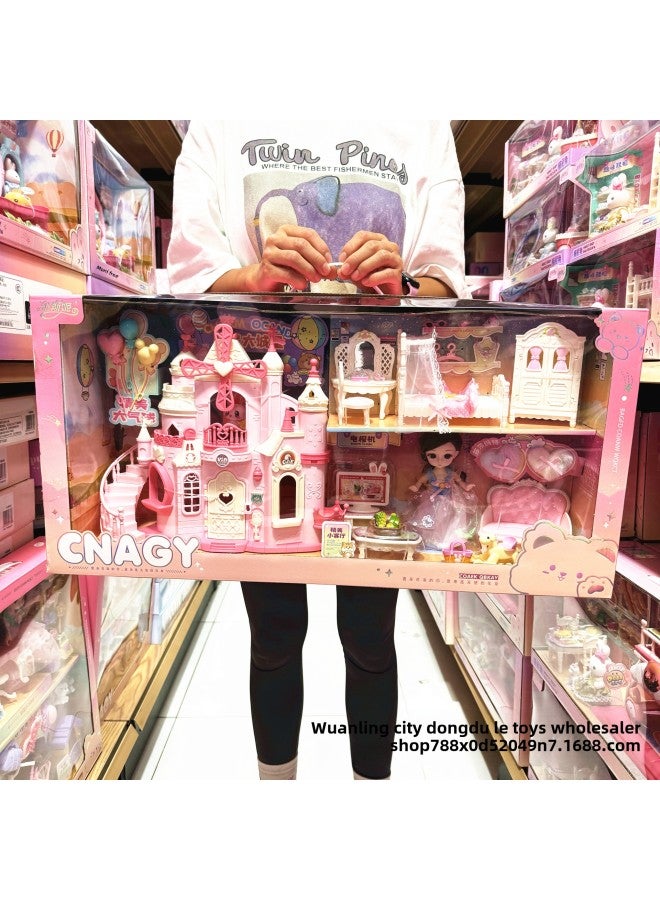 Yasi Weini Rabbit Rabbit Big Castle Villa Living Room Bedroom Bunk Bed Girl Play House Children's Toys-Color:734 Little Rabbit Fun Bathroom - Image 3