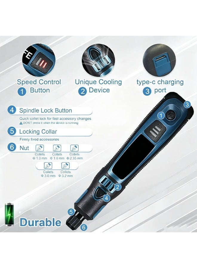 MRUN DIY Small Electric Grinder, Household Hand-held Electric Polishing Tool For Jade Engraving, USB Rechargeable Electric Grinder Set Mini Small Electric Grinder Pen, Power Tool - Image 2