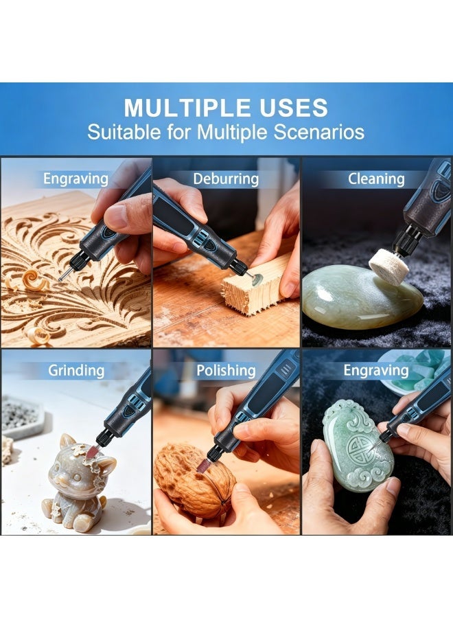 MRUN DIY Small Electric Grinder, Household Hand-held Electric Polishing Tool For Jade Engraving, USB Rechargeable Electric Grinder Set Mini Small Electric Grinder Pen, Power Tool - Image 3