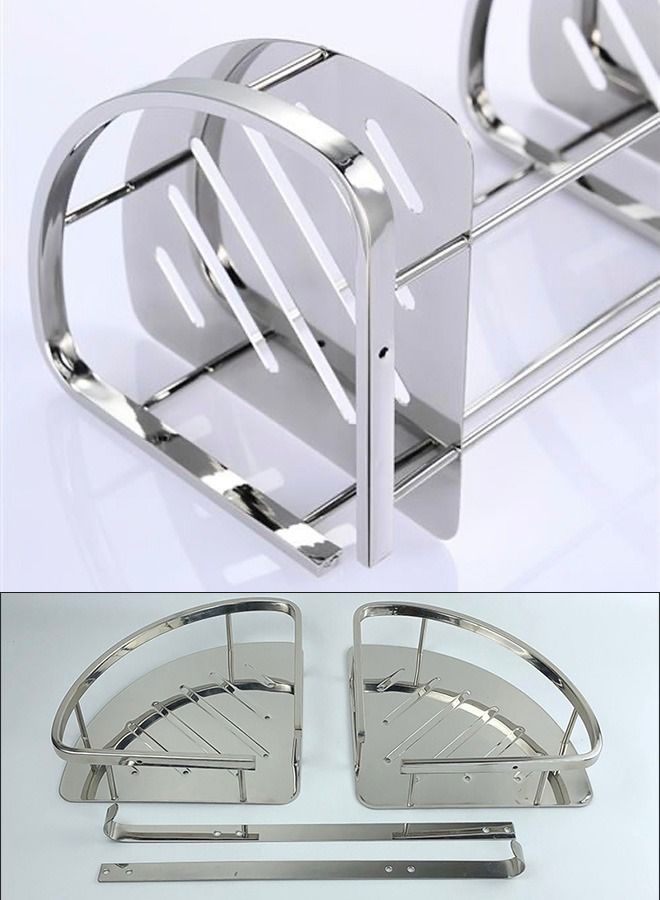 إيه جي دي رف زاوية للحمام مكون من طابقين/ فضي - Image 4