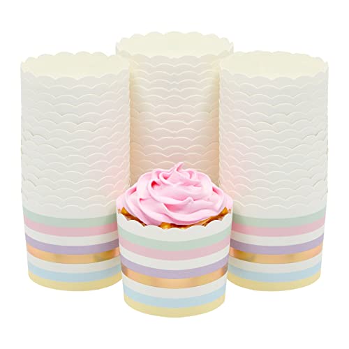 Sparkle and Bash 50Pack Pastel Cupcake Liners  Large Paper Baking Cups for Birthdays Home Baking Bake Sales Bridal Showers 22 In 