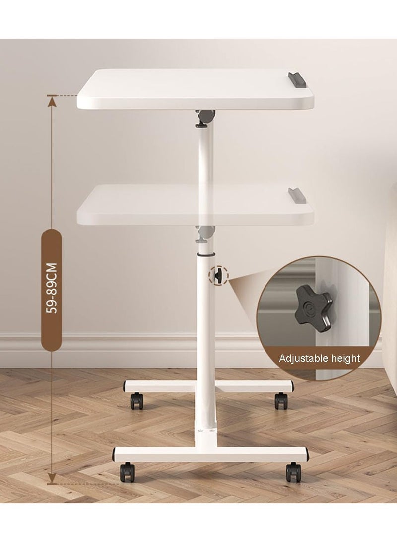 XiuWoo Multifunctional 360° Rotating Home Bedroom Bedside Movable Writing Desk, Height Adjustable Foldable and Liftable Side Table, Universal Wheel Small Side Table Laptop Table, Coffee Table, Suitable for Sofa Living Room Bedroom 55*32*89cm  - Image 3