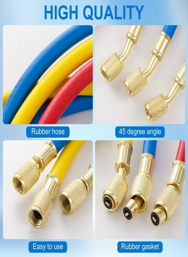 Tigbear 3 Pieces AC Manifold Gauge Hose Kit, R410A Refrigerant Charging Hoses 1/4 SAE, 5FT AC Manifold Gauge Hose Kit for R134A R410A R22 R404A, A/C Charging Hose - Image 3