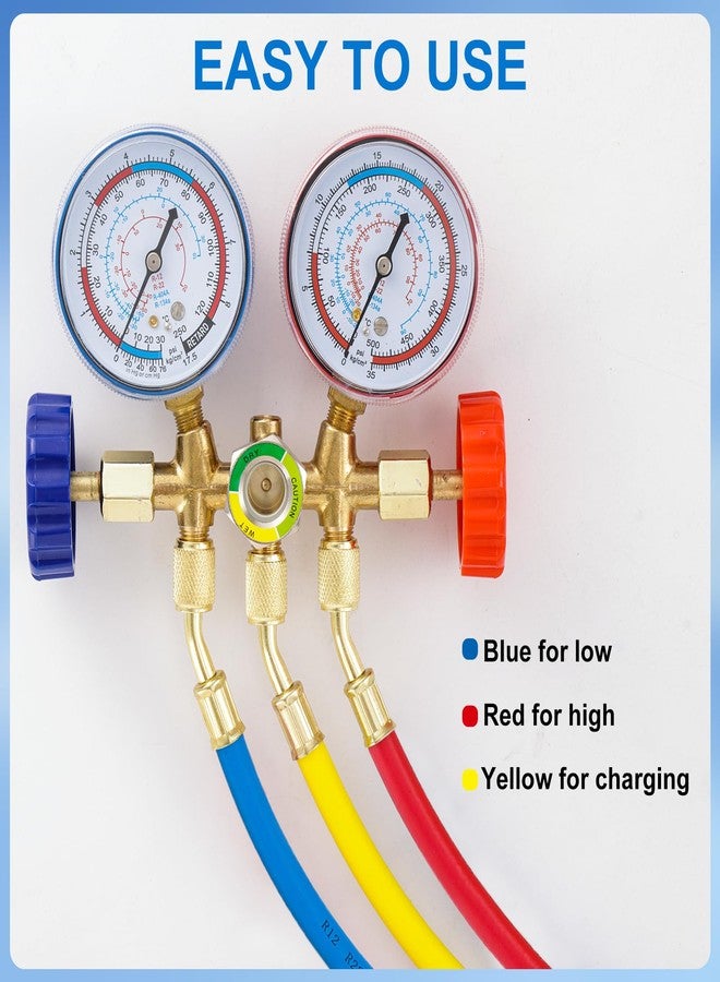 Tigbear 3 Pieces AC Manifold Gauge Hose Kit, R410A Refrigerant Charging Hoses 1/4 SAE, 5FT AC Manifold Gauge Hose Kit for R134A R410A R22 R404A, A/C Charging Hose - Image 5