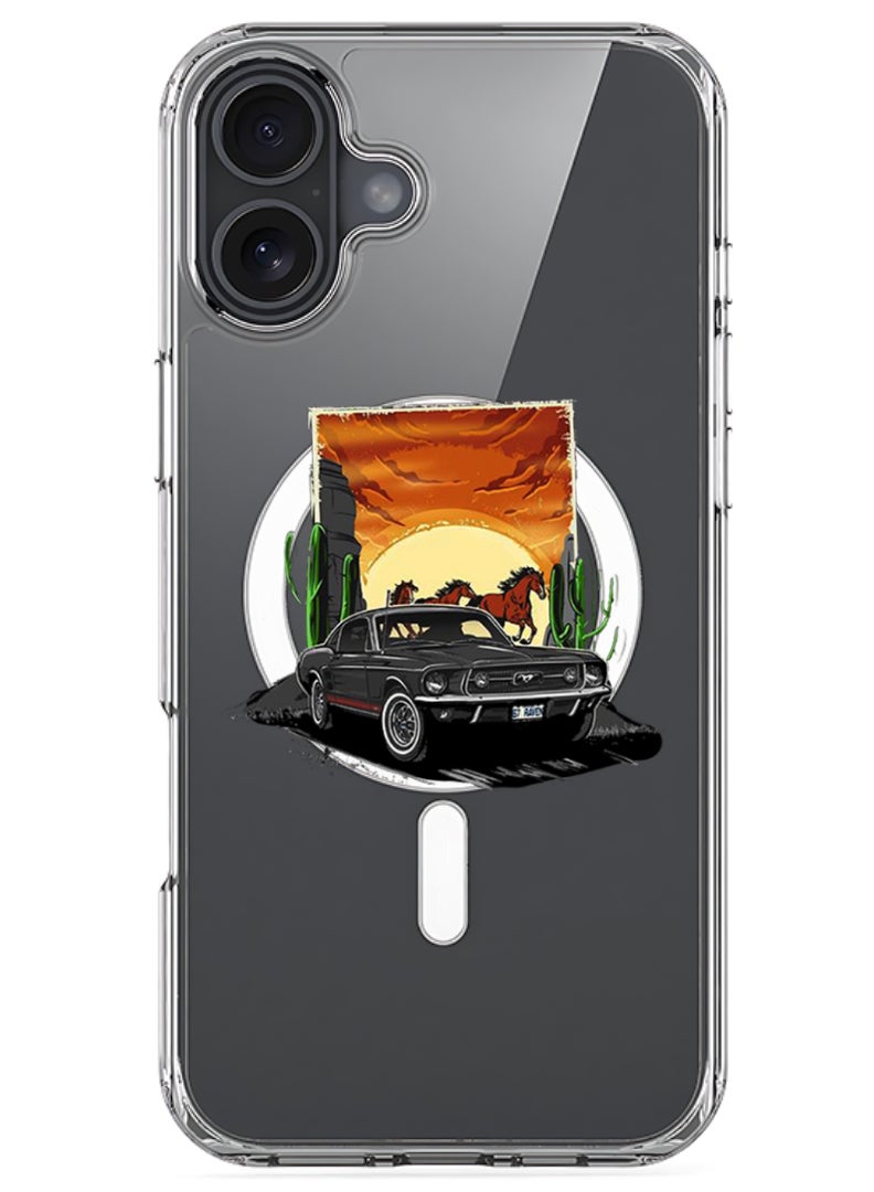 Theodor iPhone 16 Magsafe Magnetic Case Compatible with Wireless Charging, Shockproof Phone Bumper Cover - Car horse - Image 1