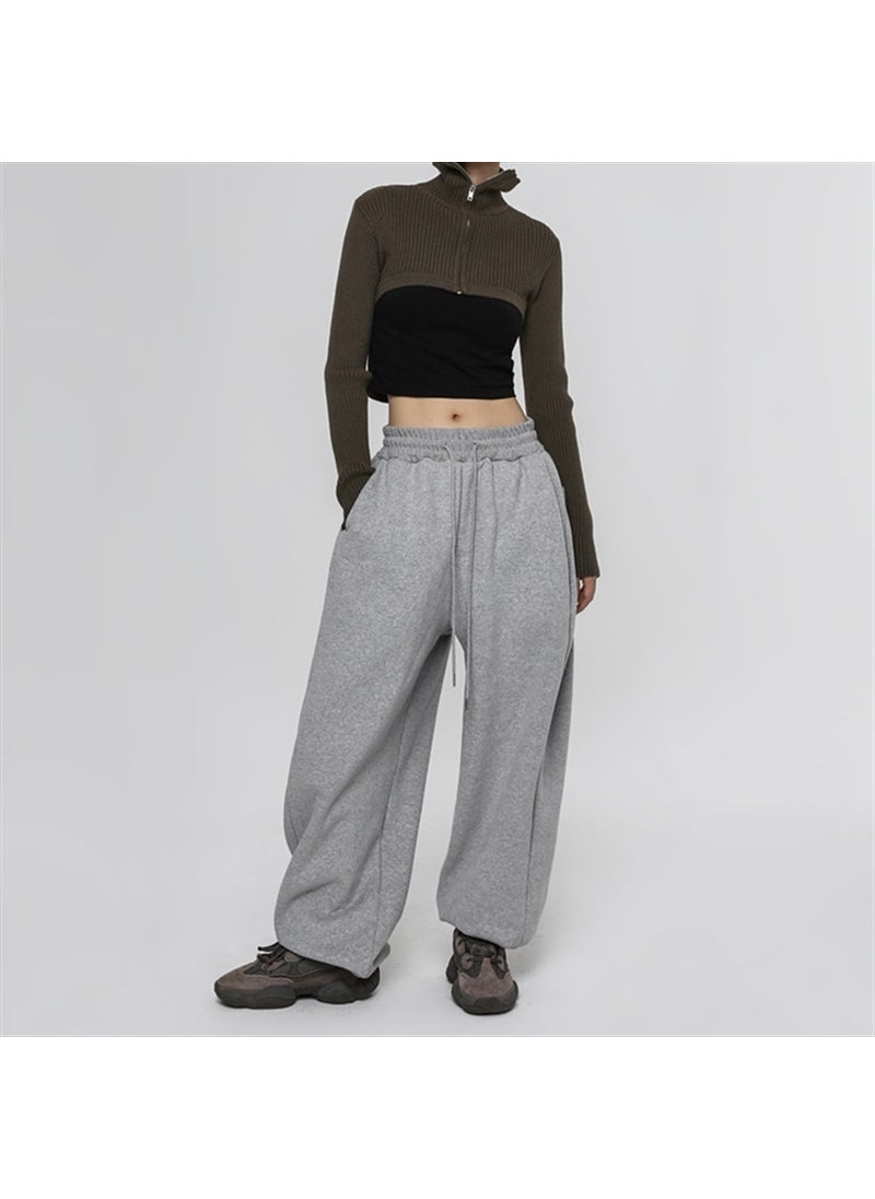 Generic 2024 Womens Casual Drawstring Joggers Spring Autumn Grey (not fleece-lined) 