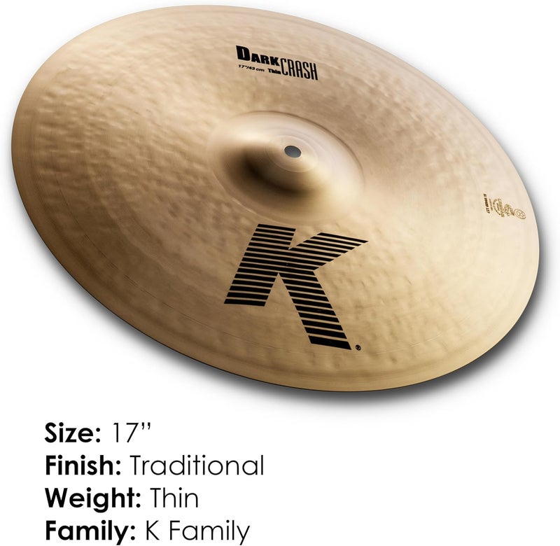 Zildjian K Zildjian Series - 17" Dark Crash Thin Cymbal for Jazz and Studio Drummers - Image 3