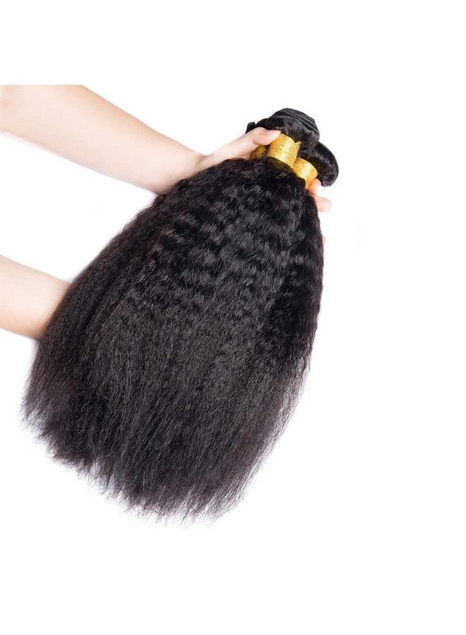 DMS Kinky Straight Hair 3 Bundles Yaki Straight Bundles Human Hair For Black Women 100% Unprocessed Brazilian Remy Hair Natural Black Color (16 18 20) - Image 4