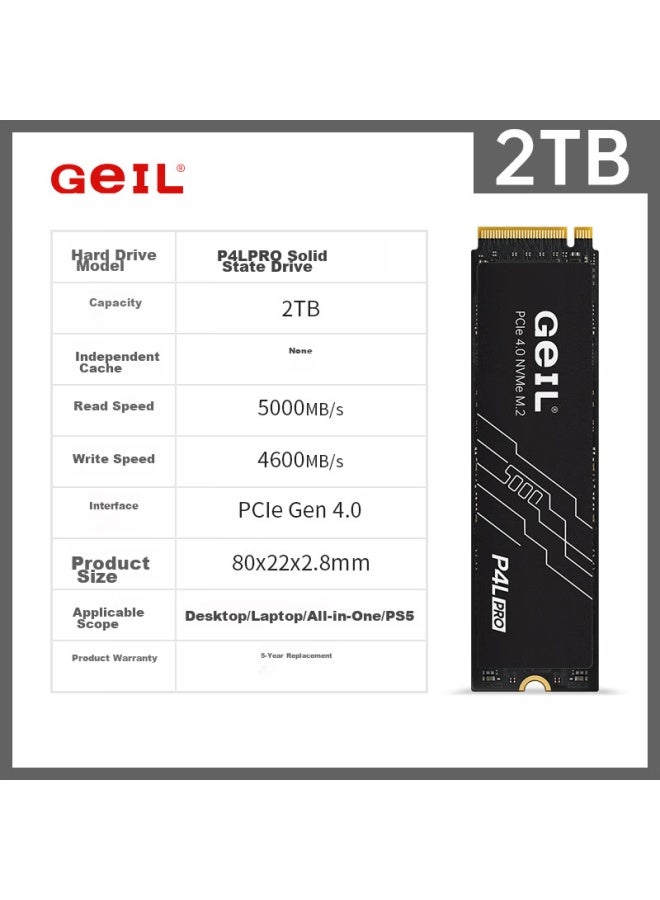 Geil 2tb Ssd, M.2 Interface , Nvme Ssd Gaming High-performance Version, High-speed 5000mb/s, P4l Series - Image 2