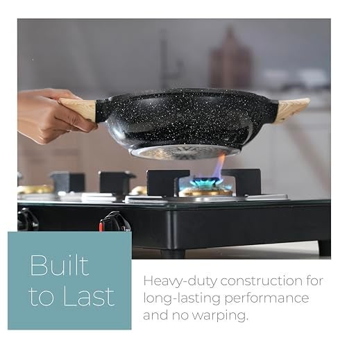 Lifelong Die-Cast Kadhai 24cm with Glass Lid & Wooden Spatula | 1.9L, 1.5Kg | Gas & Induction Compatible | Even Heat Distribution, Toxin & Teflon Free, Non-Stick, & Durable | Perfect for Cooking - Image 3