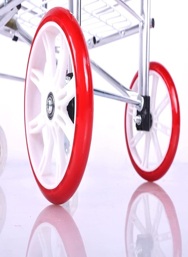 HaRvic Folding Stair Climbing Shopping Cart Trolley Home 4 Wheels Stair Climber Gift Wheel Roller Foldable Stainless Steel Travel Trolley Handheld Market (4 Wheel Shopping Trolley) - Image 4