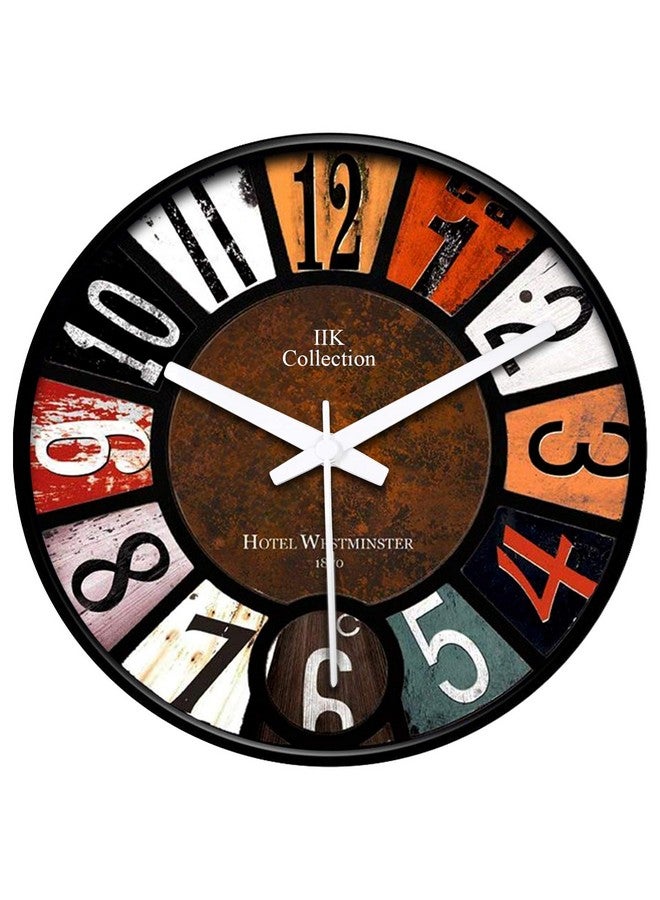 IIK COLLECTION 12-inch Plastic Designer Analogue Sweep Silent (No Tic-Tic Sound) Quartz Movement Round Wall Clock for Home, Wall Clock for Living Room, Bedroom, (30 cm x 30 cm x 6 cm) - Image 1