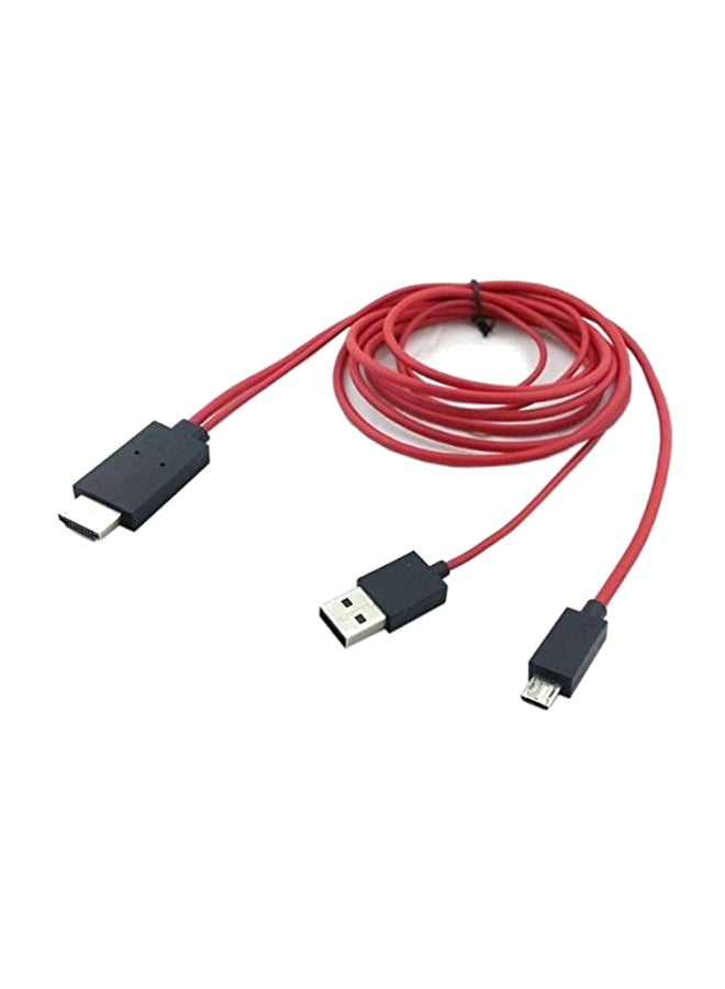 1080p MHL Micro USB To HDMI HD TV Adapter Cable For Samsung Red/Black
