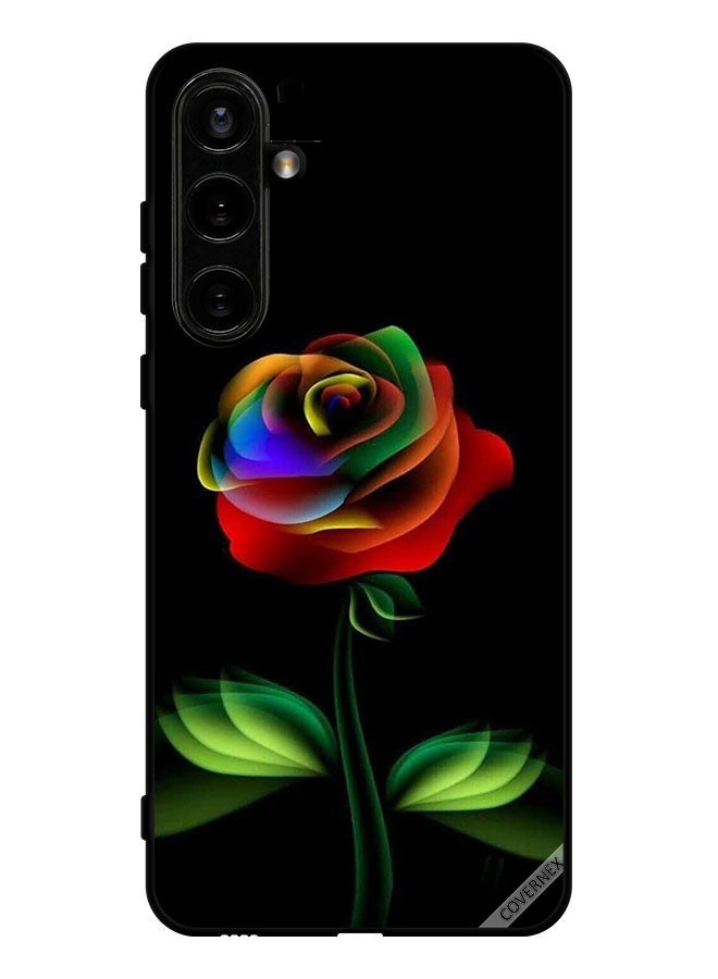 Covernex غطاء حماية لهاتف سامسونج جالكسي S23 FE زهور متعددة الألوان وريش أخضر داكن - Image 1