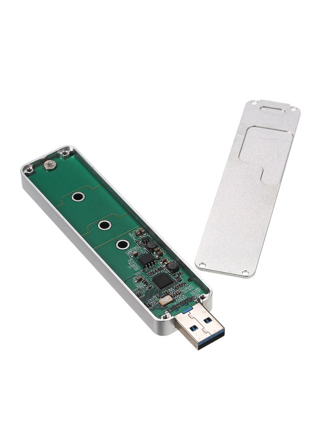 USB3.0 Type-A NGFF(M.2) SSD Enclosure Silver - Image 2