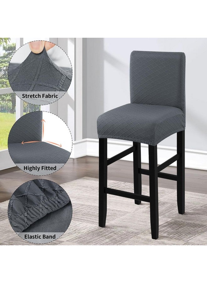 Fuloon Waterproof Bar Stool Covers 4 Pcs, Stretch Pub Stool Chair Slipcover Counter Stool Cover Bar Stool Slipcovers With Backs Removable Washable For Kitchen, Dining Room (Grey, 4Pcs) - Image 3