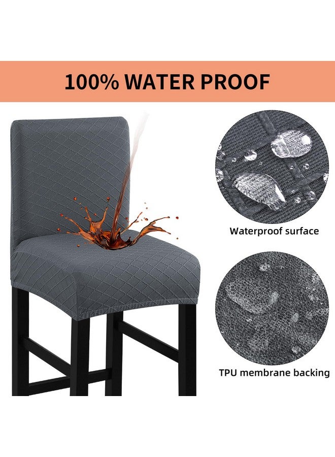 Fuloon Waterproof Bar Stool Covers 4 Pcs, Stretch Pub Stool Chair Slipcover Counter Stool Cover Bar Stool Slipcovers With Backs Removable Washable For Kitchen, Dining Room (Grey, 4Pcs) - Image 2