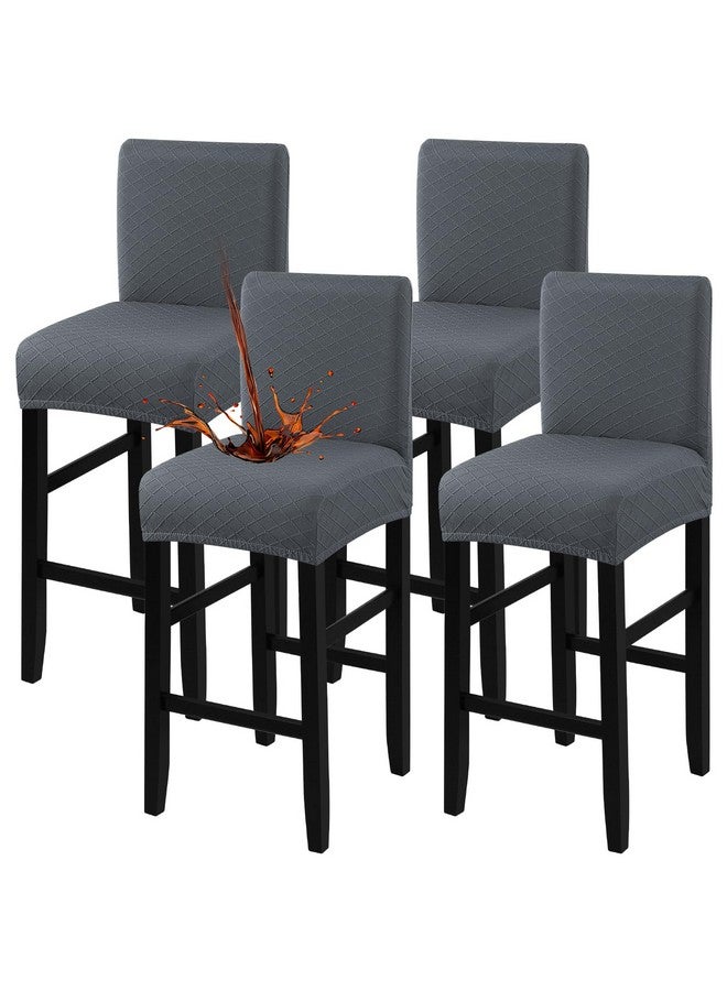 Fuloon Waterproof Bar Stool Covers 4 Pcs, Stretch Pub Stool Chair Slipcover Counter Stool Cover Bar Stool Slipcovers With Backs Removable Washable For Kitchen, Dining Room (Grey, 4Pcs) - Image 1