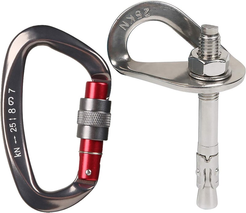AOKWIT 25kN Climbing Bolt Hangers Anchors Stainless Steel Climbing Holds Anchor Bolt Heavy Duty Expansion Bolt Piton Tiedown for Rock Climbing Rappelling Hammock Gym Wall Aerial Work Caving Rescue - Image 1