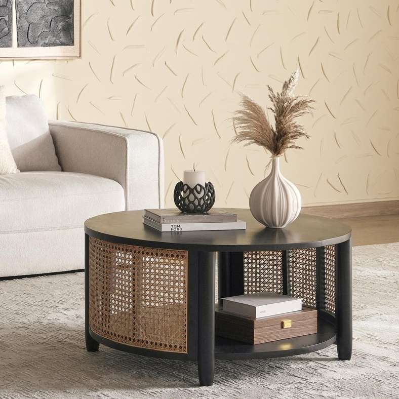 FRACER COFFEE TABLE WOOD - BLACK & BEIGE