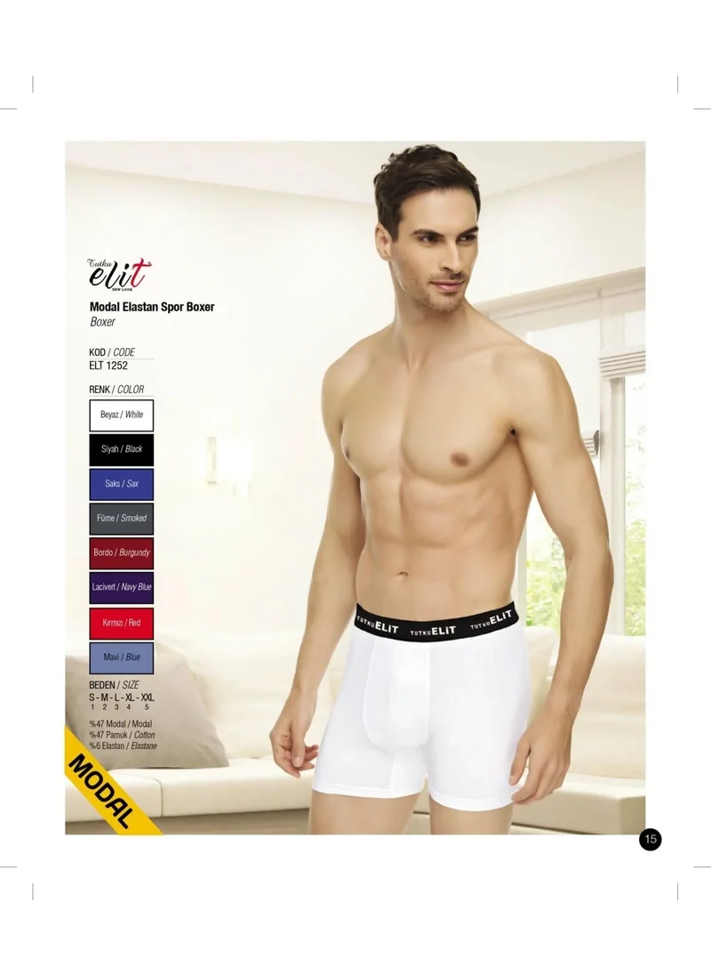 Tutku Elit Passion Elite Men's Modal Elastane Sports Boxer 1252 - 3 Pieces