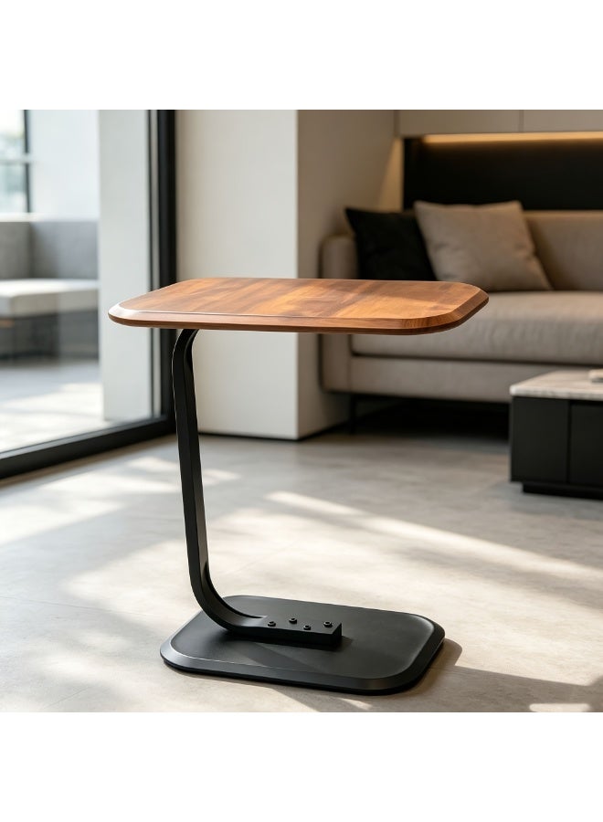 Vparty C-shaped Sofa Side Table, Small Coffee Tray Table, Dimensions 45x30*60cm, Slides Under the Sofa, Suitable for Living Room, Bedroom, Balcony, Small Spaces - Image 1