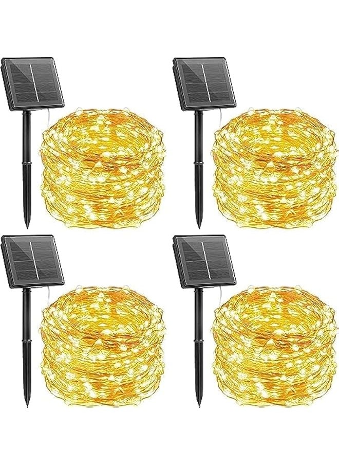 The Bros 4 Pack Solar String Lights for Garden Patio Christmas Tree Indoor Bedroom, 200 LEDs Decorative Fairy Lighting Copper Wire Waterproof Outdoor Light(Warm White4，20m*4)  - Image 1