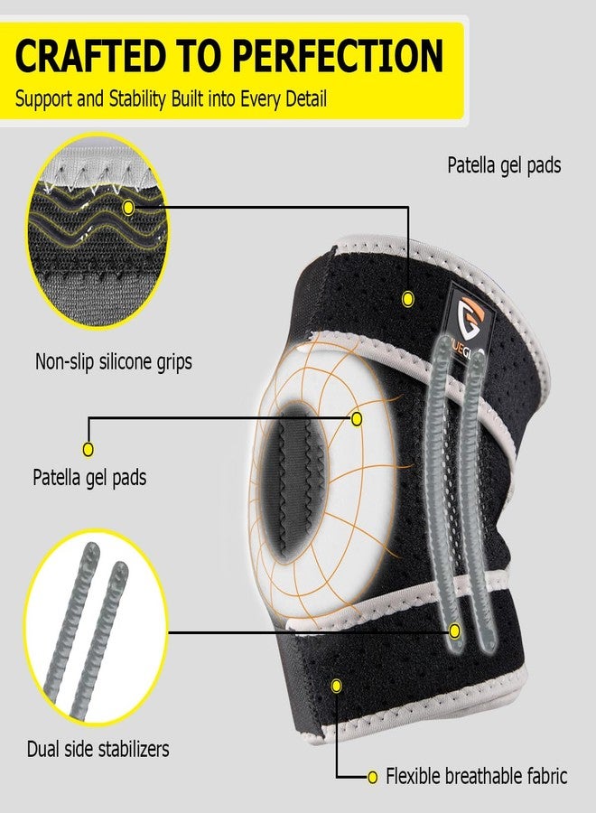 HUEGLO Kids Knee Brace Osgood Schlatter Youth for Knee Pain,Adjustable Compression Knee Support with Side Stabilizers for Sports,Arthritis,Patella,Meniscus Tear,Acl,X-Small Knee Brace for Boys & Girls,Black/Gray - Image 4