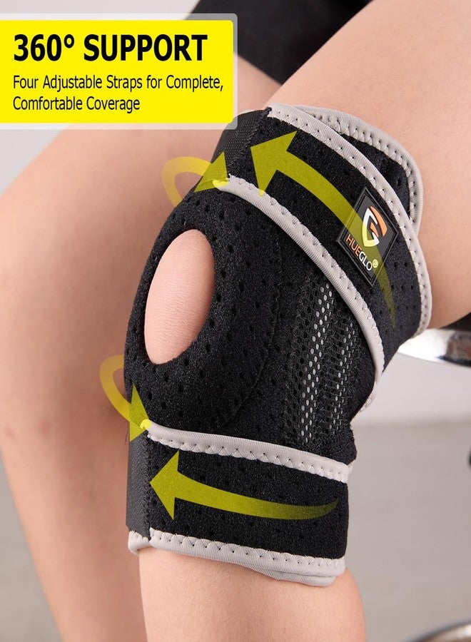 HUEGLO Kids Knee Brace Osgood Schlatter Youth for Knee Pain,Adjustable Compression Knee Support with Side Stabilizers for Sports,Arthritis,Patella,Meniscus Tear,Acl,X-Small Knee Brace for Boys & Girls,Black/Gray - Image 5