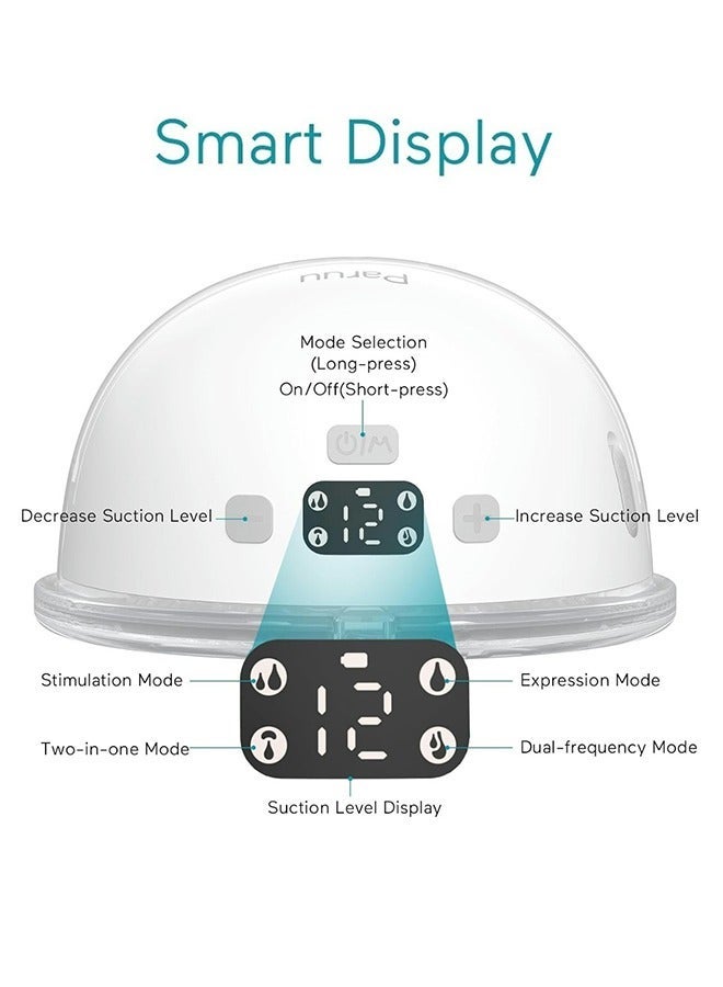 P16 Hands-Free Electric Wearable Breast Pump With Strong Suction Low Noise 4 Modes And 12 Levels 19/21 MM Insert Accessories 2 Pieces - Image 2