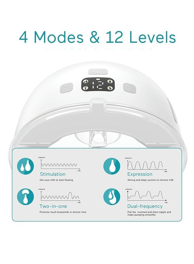 P16 Hands-Free Electric Wearable Breast Pump With Strong Suction Low Noise 4 Modes And 12 Levels 19/21 MM Insert Accessories 2 Pieces - Image 3