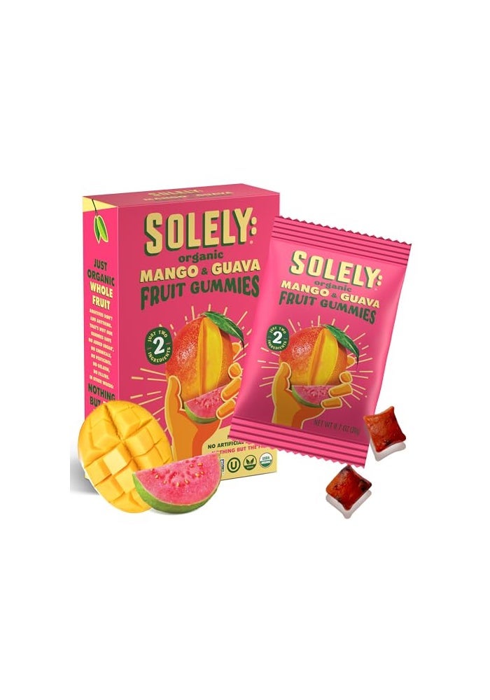 SOLELY  Organic Mango  Guava Whole Fruit Gummies 1 Box 5 Single Serving Bags per Box  Real Fresh Fruit  Healthy Snacks for Adults  Kids  Non GMO Vegan Snacks Shelf Stable  5 Bags 35 oz - Image 1